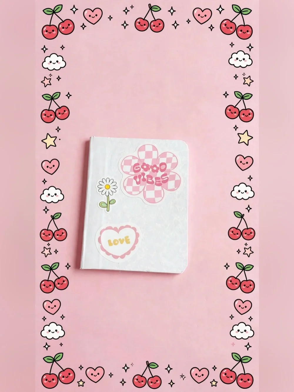 Set Kawaii Pink Cherry Gel Pen for Kids - Cute Cherry Charm Design
